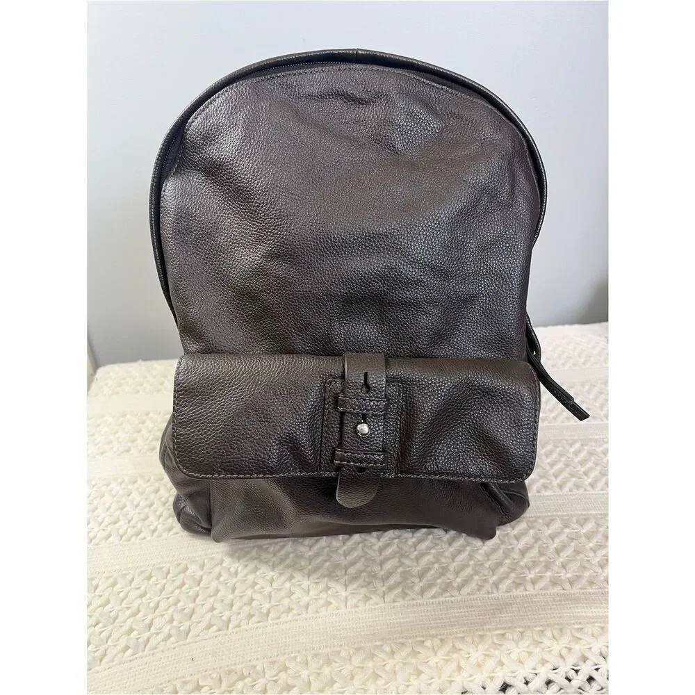 Cole Haan Brown Genuine Pebbled Leather Minimalist Travel Backpack CHDM11031